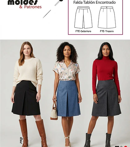 3 TALLAS S M L - Falda con tablón encontrado