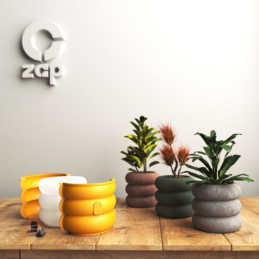 Molde de silicona con encofrado para hacer maceteros. Ondulado con textura 1