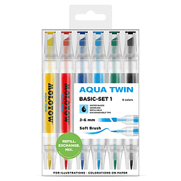 Pack 6 - Twin marker Aqua 1 mm/2-6 mm Set basic 1