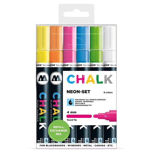 Pack 6 Chalk marker - 4 mm Neón-set
