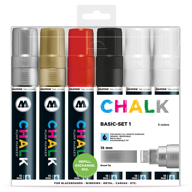 Pack 6 Chalk marker - 15 mm Set basic 1