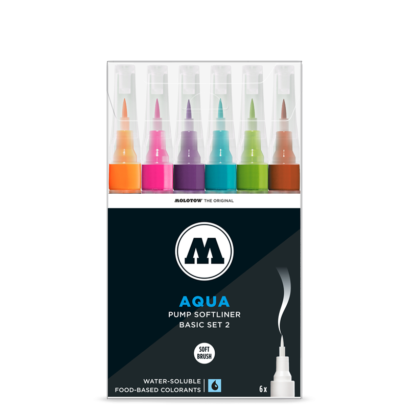 Pack 6 - Grafx Pump Softliner Aqua ink 1 mm Set basic 2