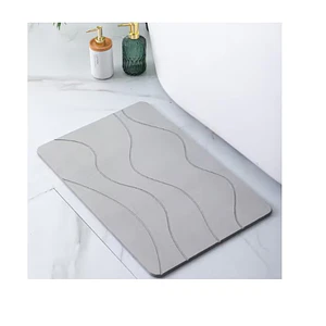Alfombra Baño Diatomita Antideslizante Gris Oscuro Ondas
