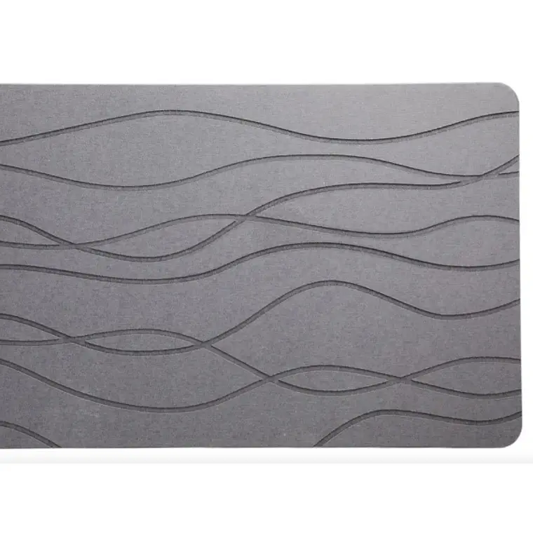 Alfombra Baño Diatomita Antideslizante Gris Oscuro Ondas 3