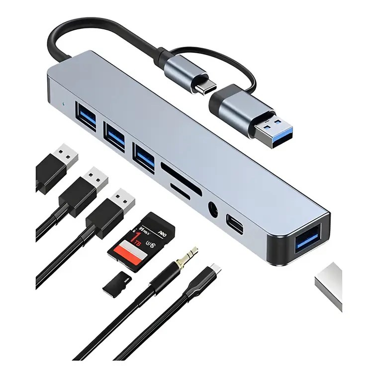 Adaptador USB-C 8 en 1 con USB 3.0 y PD 1