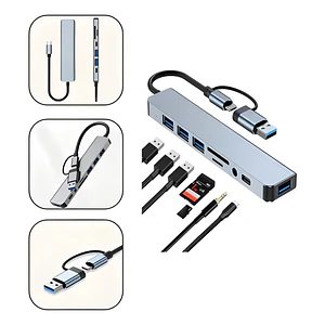 Adaptador USB-C 8 en 1 con USB 3.0 y PD