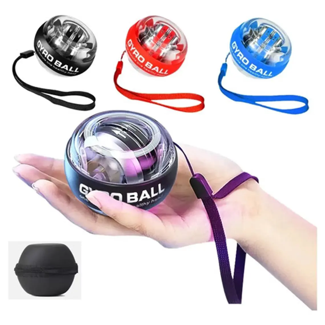 Powerball Ejercicio Rehabilitación Brazo Gyro Negro Led + Estuche 1