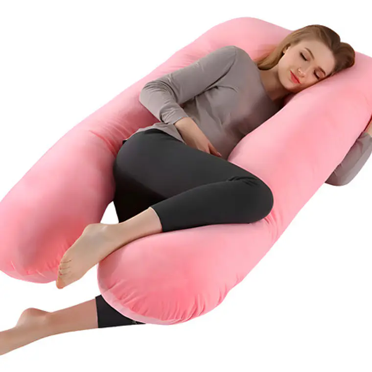 Cojin Almohada Maternal Con Funda Extra Suave Color Rosa Liso 1