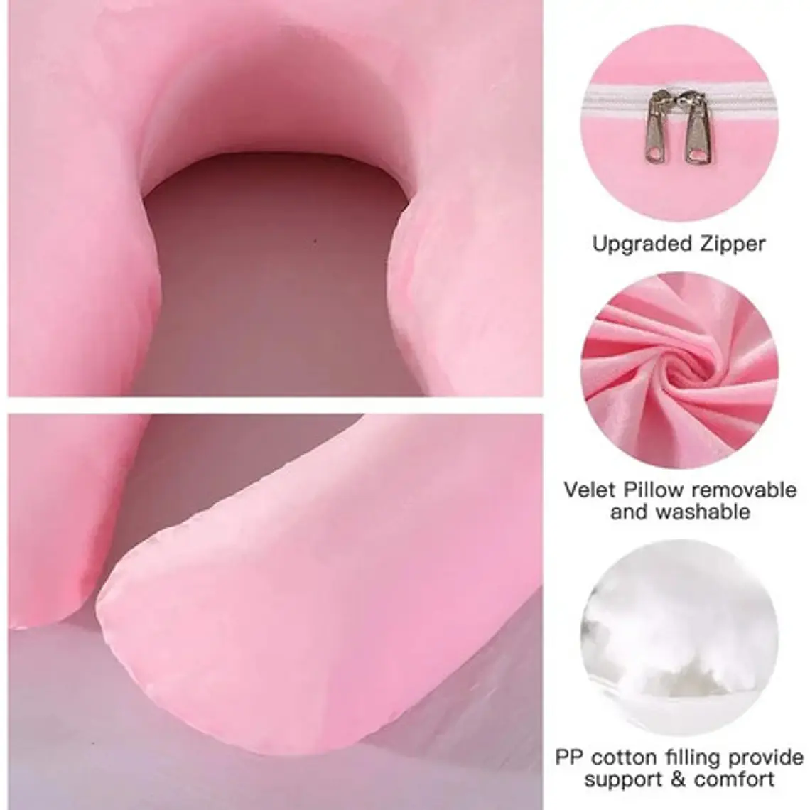 Cojin Almohada Maternal Con Funda Extra Suave Color Rosa Liso 3