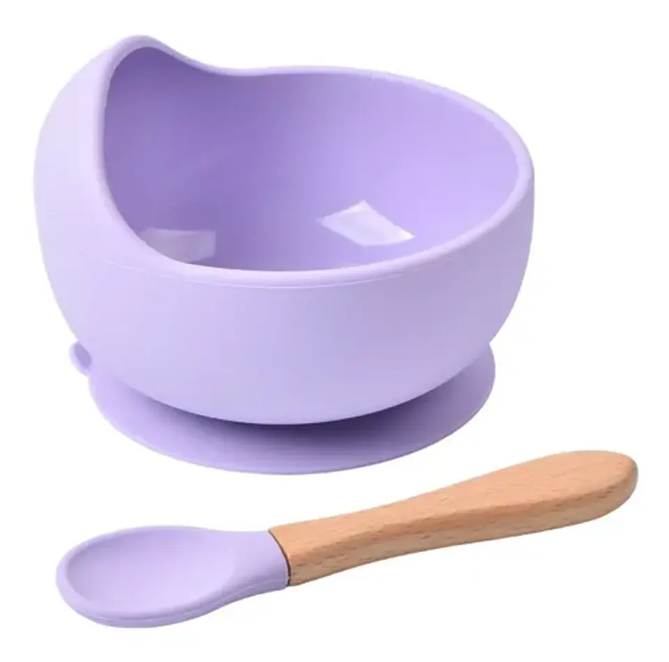 BOWL ANTIDERRAME MAS CUCHARA DE SILICONA DE GRADO ALIMENTARIO 2