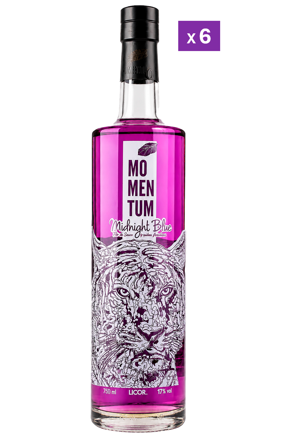 6x Licor Momentum Midnight Blue 750cc