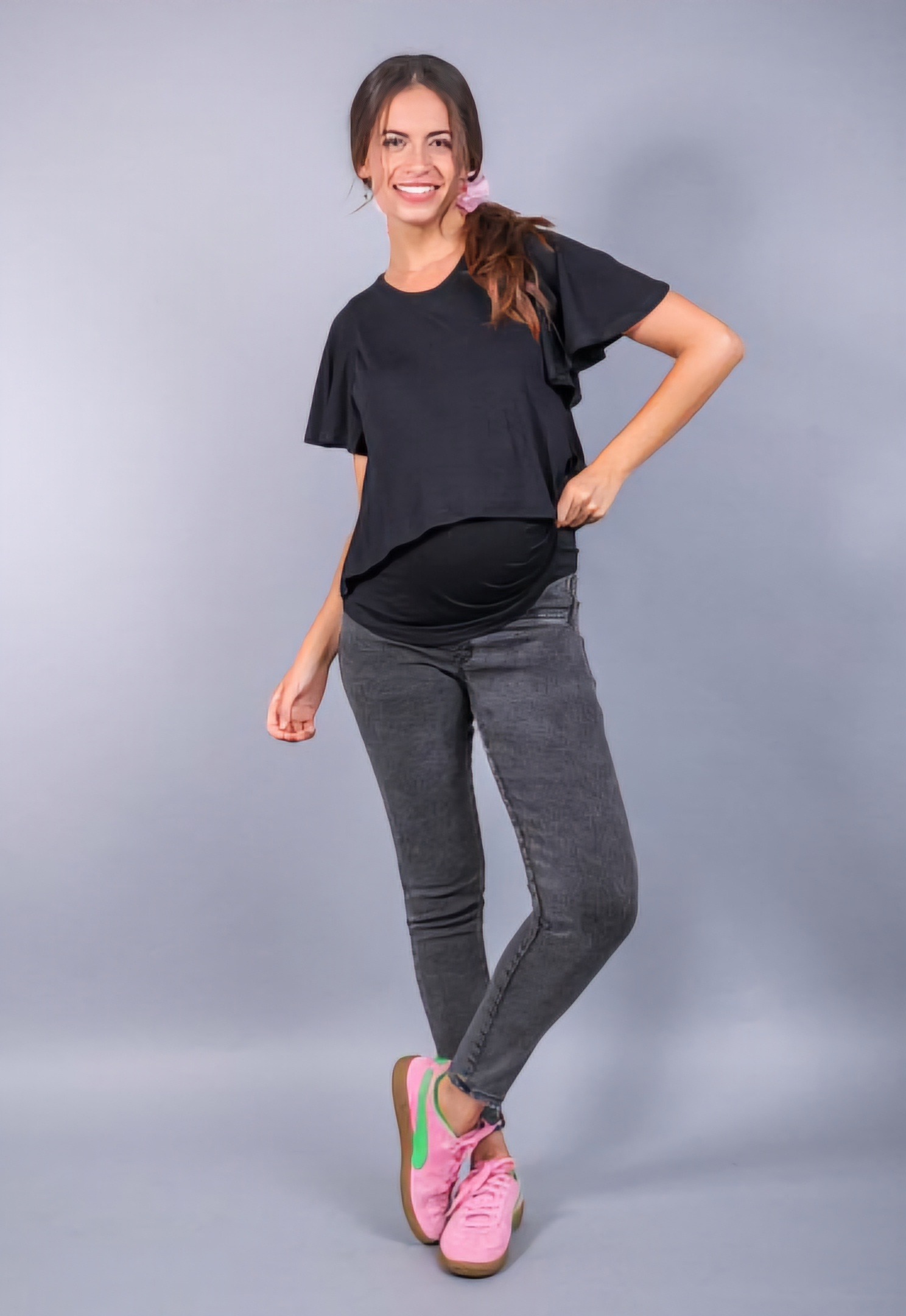 Jeans Maternal Pitillo Gris