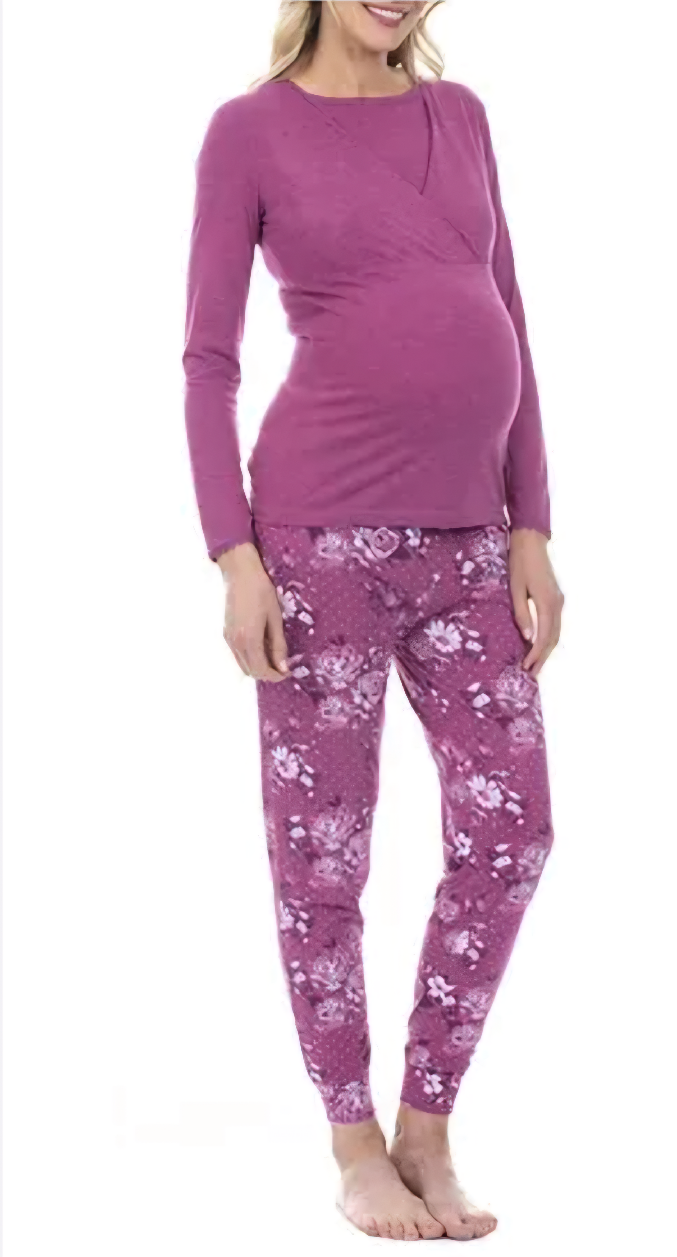 Pijama Lily Estampado Celeste Pre Natal y Lactancia 2 Piezas Short