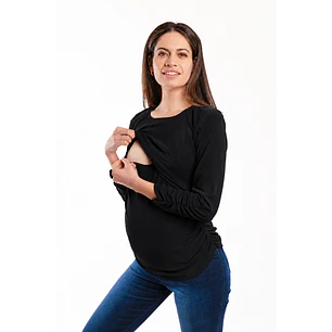 Polera Maternal y Lactancia Canuton Oliva Negra
