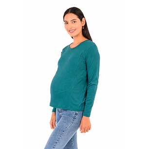 Polera Mia Petróleo Maternal y Lactancia Cierres Manga Larga Petroleo