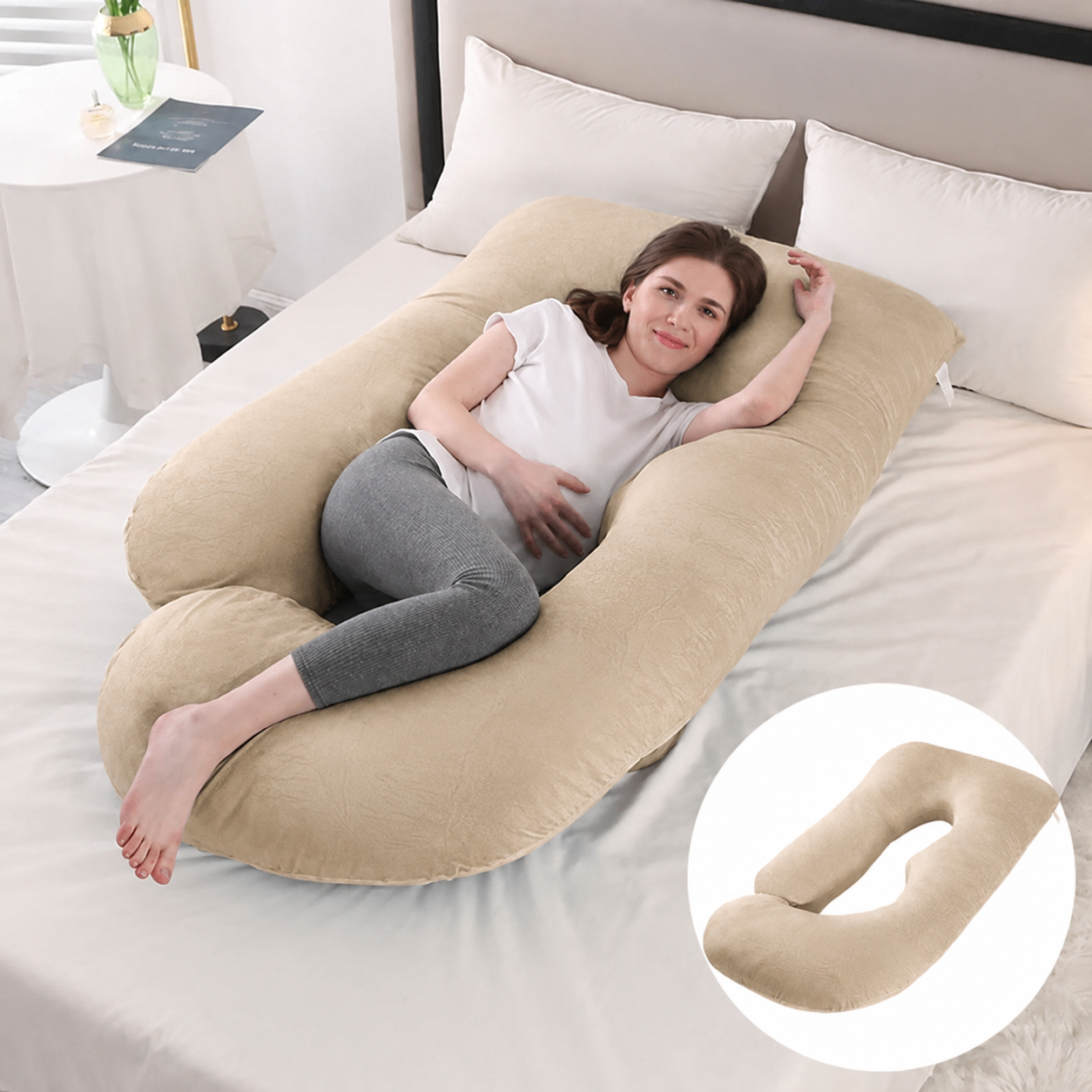 Almohada Maternal O – Soporte de Cuerpo Completo Beig