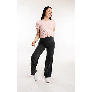 Jeans Palazzo Maternal Gravillado