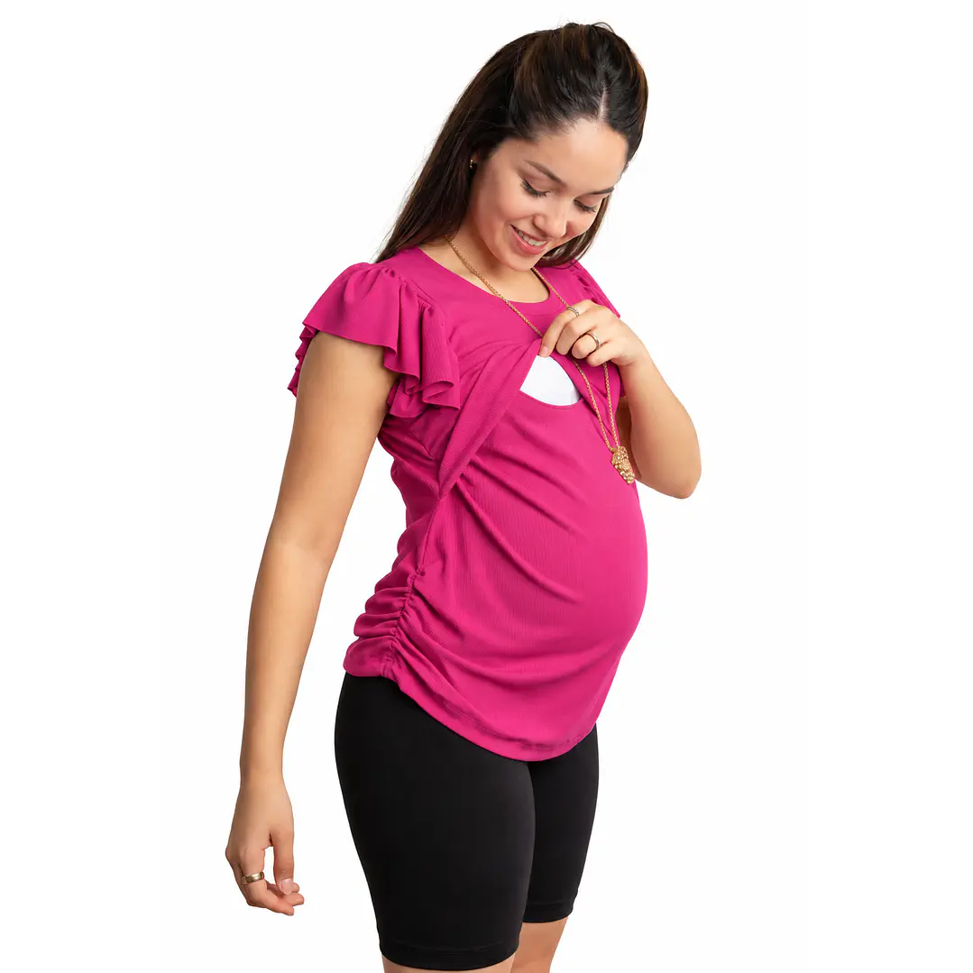 Polera maternal y de lactancia Ángel Fucsia 2