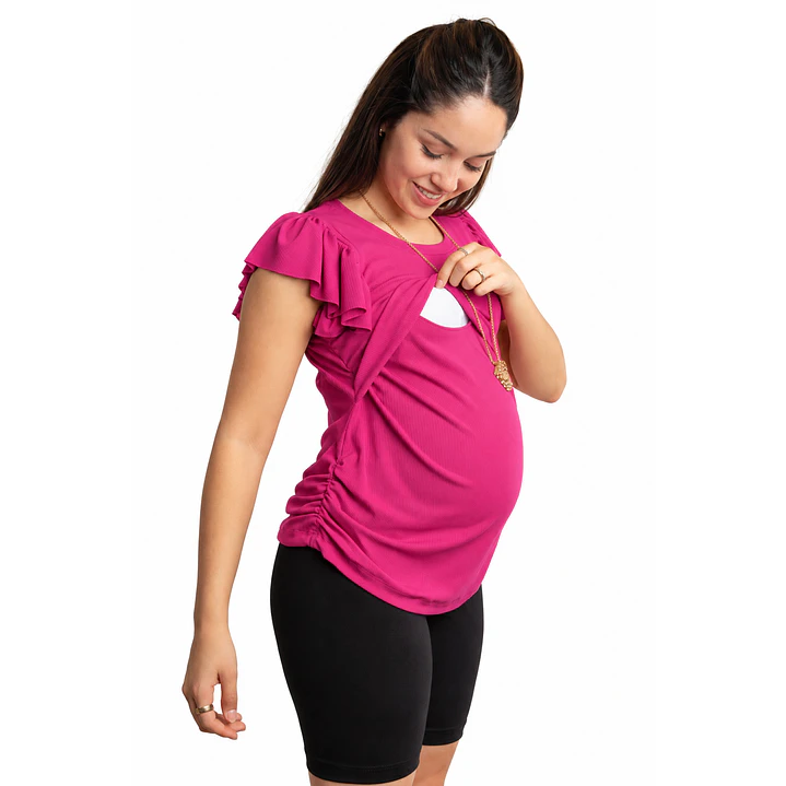 Polera maternal y de lactancia Ángel Fucsia 2
