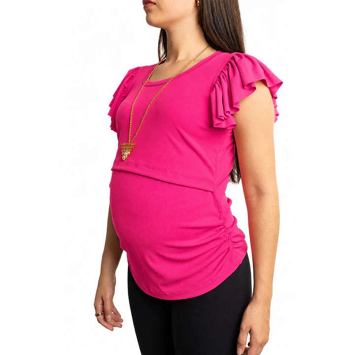 Polera maternal y de lactancia Ángel Fucsia 3
