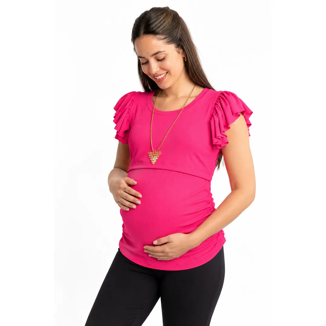 Polera maternal y de lactancia Ángel Fucsia 4