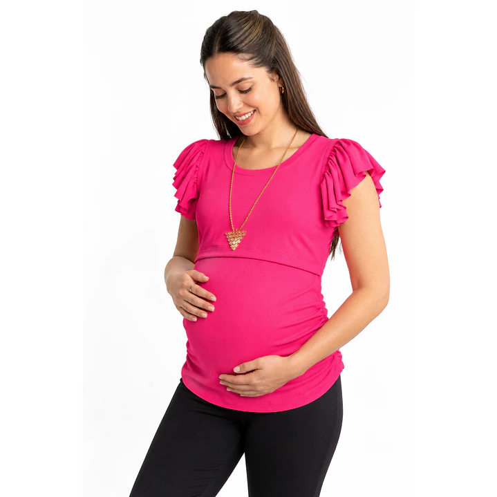 Polera maternal y de lactancia Ángel Fucsia 4