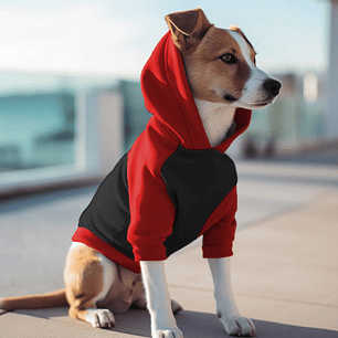 Poleron con Gorro Negro Rojo