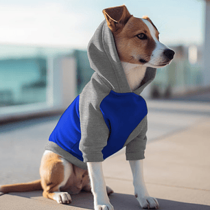 Poleron con Gorro Azul Rey Gris