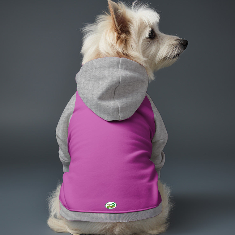 Poleron con Gorro Fucsia - Gris 2