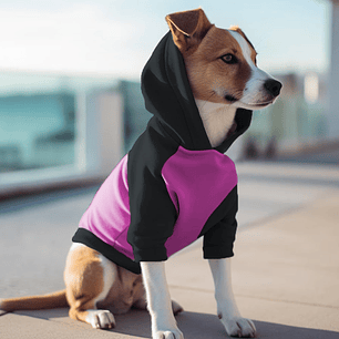 Poleron con Gorro Fucsia - Negro