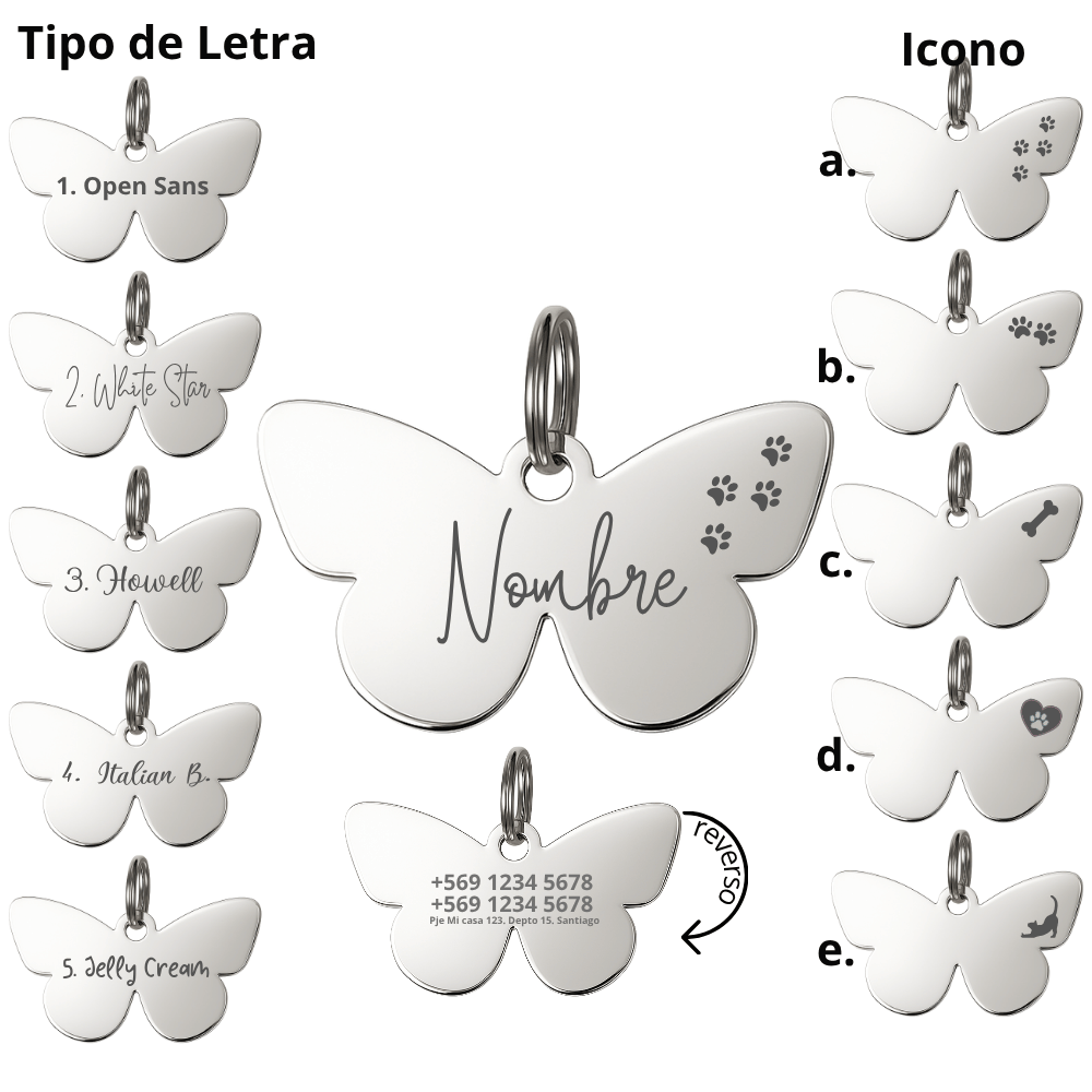 Medalla Acero Inoxidable - Mariposa Silver 2