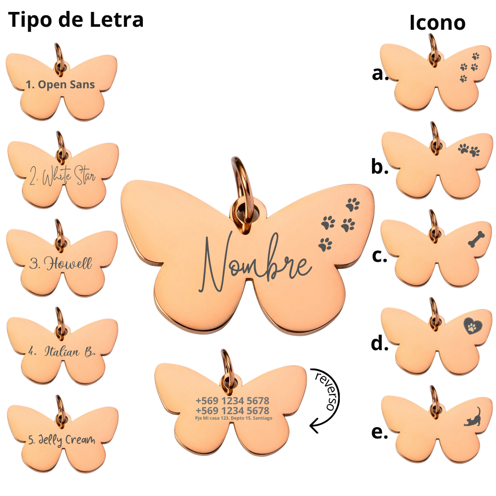 Medalla Acero Inoxidable - Mariposa Gold 2