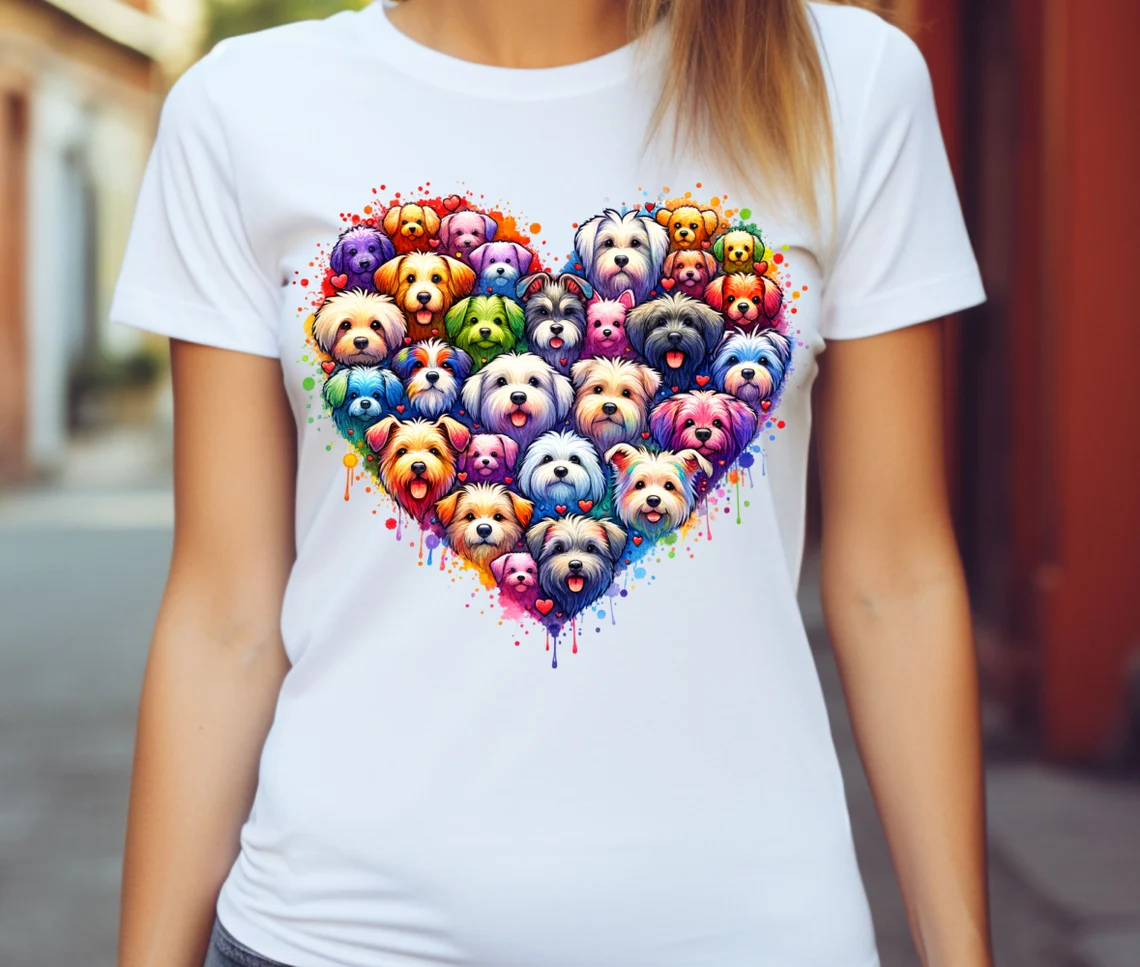 Polera Unisex Perros coloridos 1