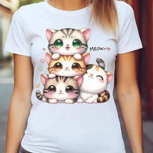 Polera Unisex Gatito lindo Kawaii