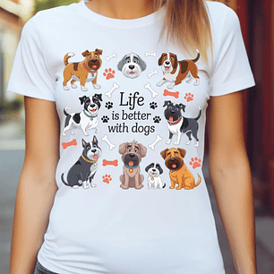 Polera Unisex La vida es mejor con perros