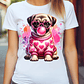 Polera Unisex Pug Chicle Rosa - Miniatura 1