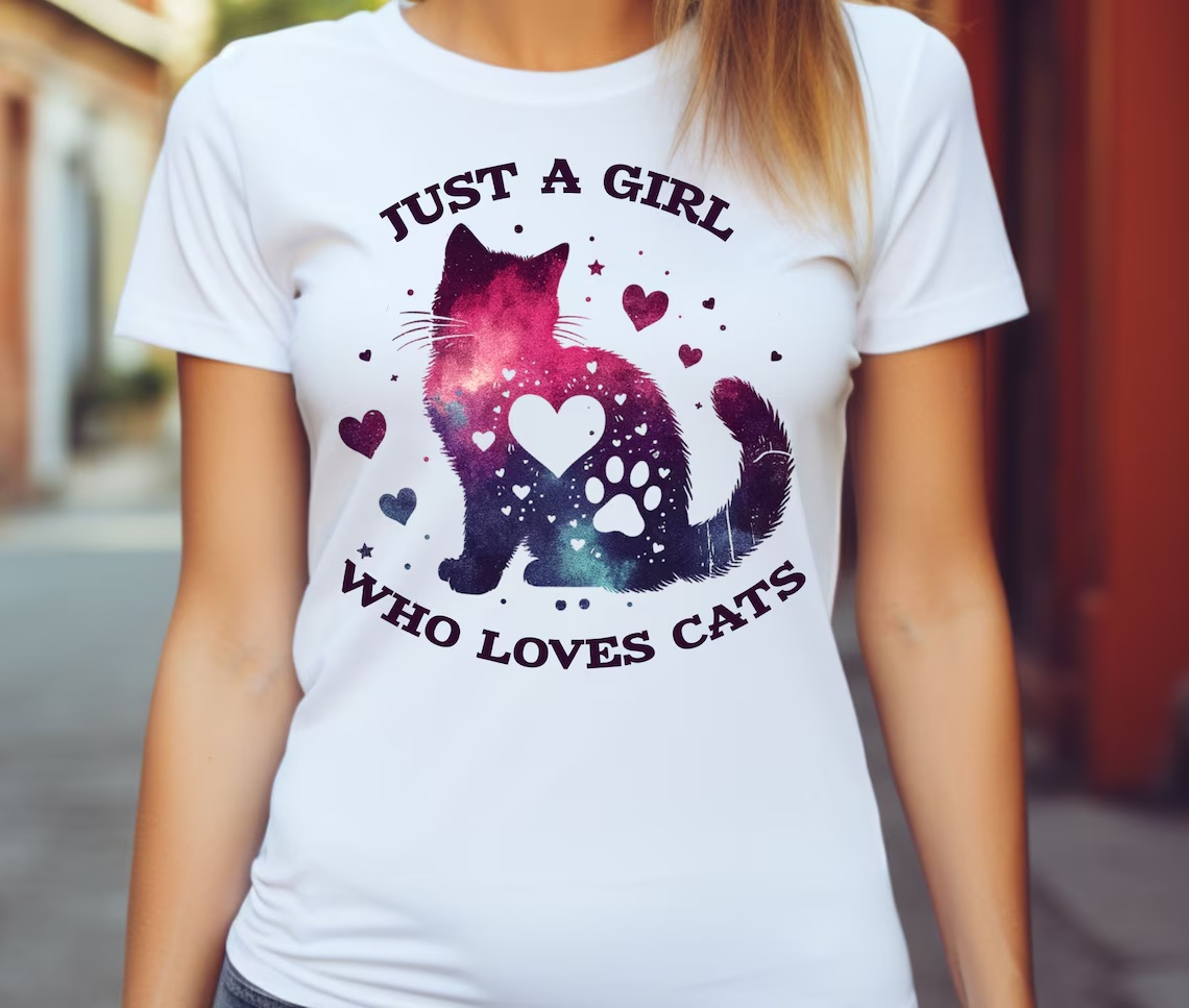 Polera Unisex Solo una chica a la que le encantan los gatos 1