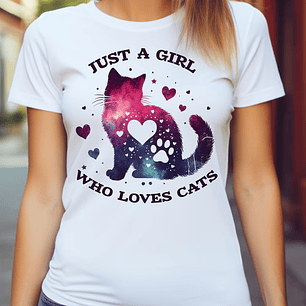 Polera Unisex Solo una chica a la que le encantan los gatos