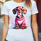Polera Unisex Dachshund Chicle Rosa - Miniatura 1