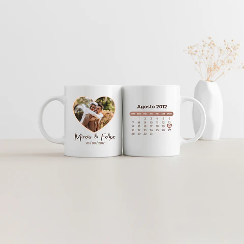 Taza enamorados calendario