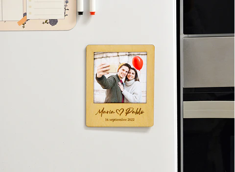 Imán con foto en forma de polaroid