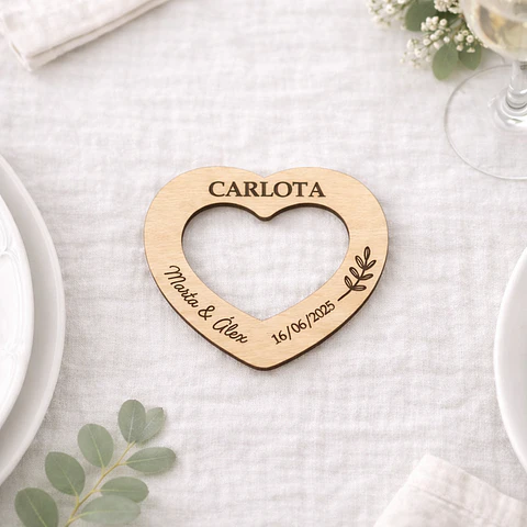 Servilletero marcasitio personalizado de madera con nombre