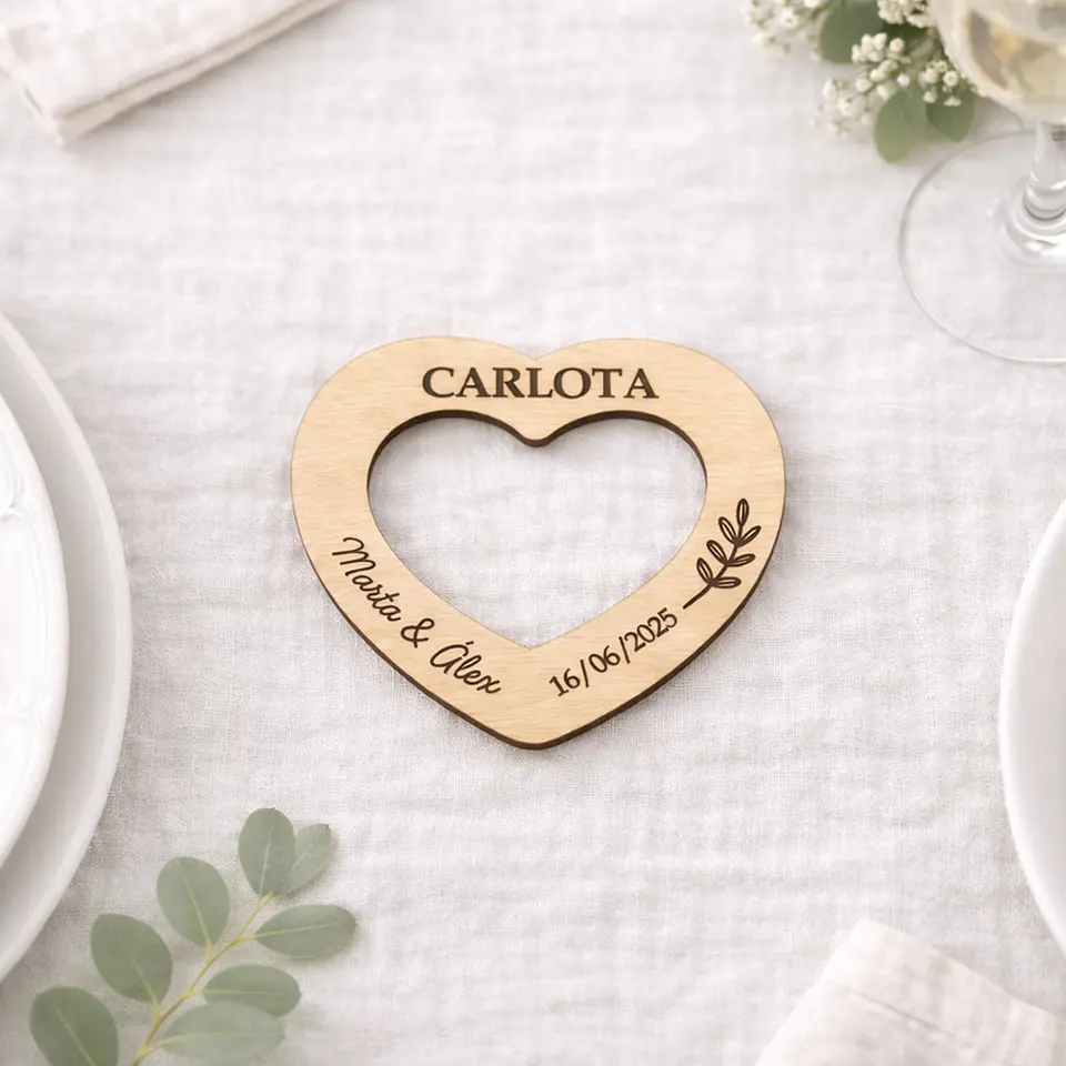 Servilletero marcasitio personalizado de madera con nombre 1