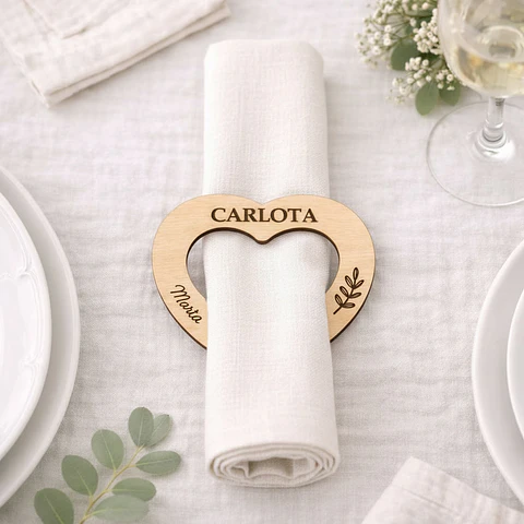 Servilletero marcasitio personalizado de madera con nombre