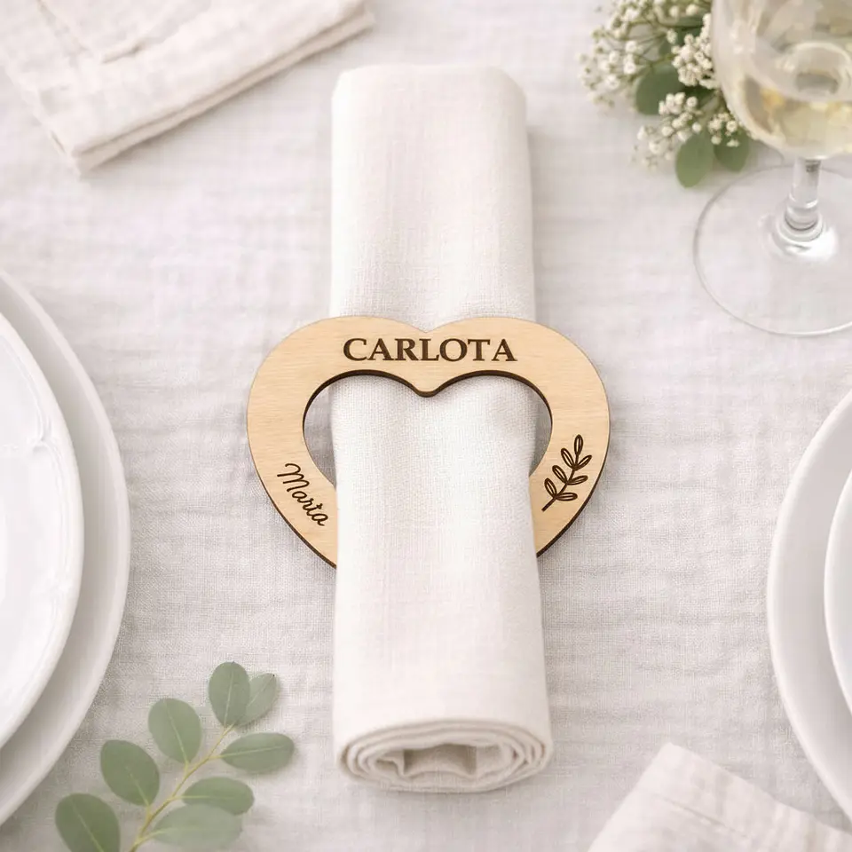 Servilletero marcasitio personalizado de madera con nombre 2