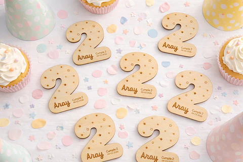 Número de madera con imán