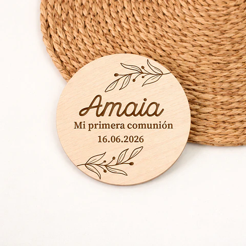 Imán de madera redondo