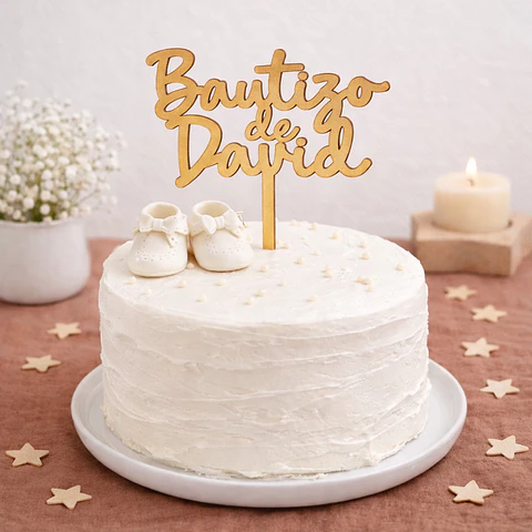Topper de madera personalizado para bautizo