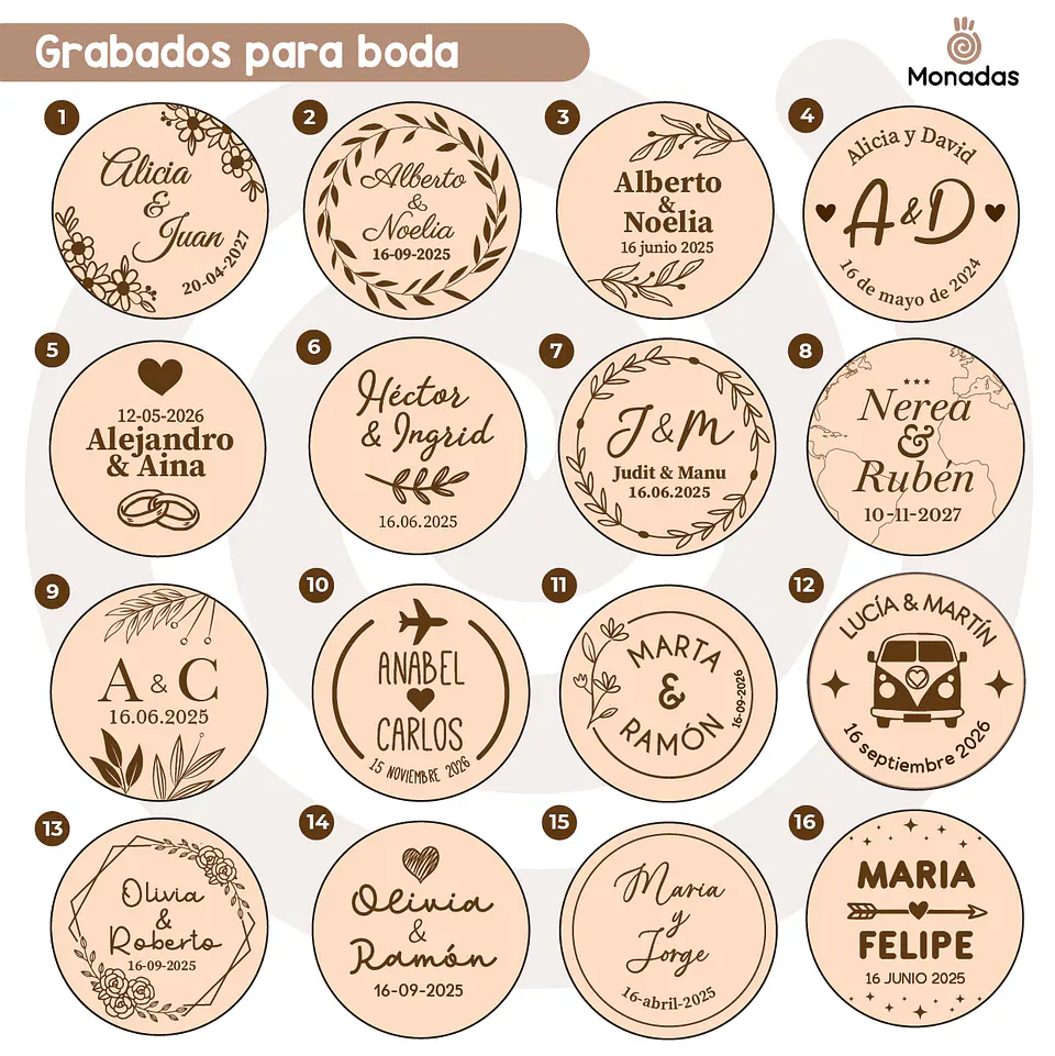 Abridor de bambú grabado para Bodas 3