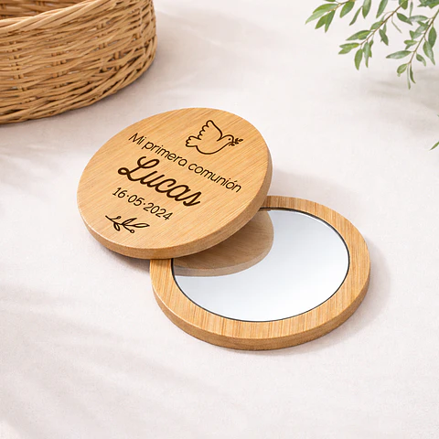 Espejo redondo grabado